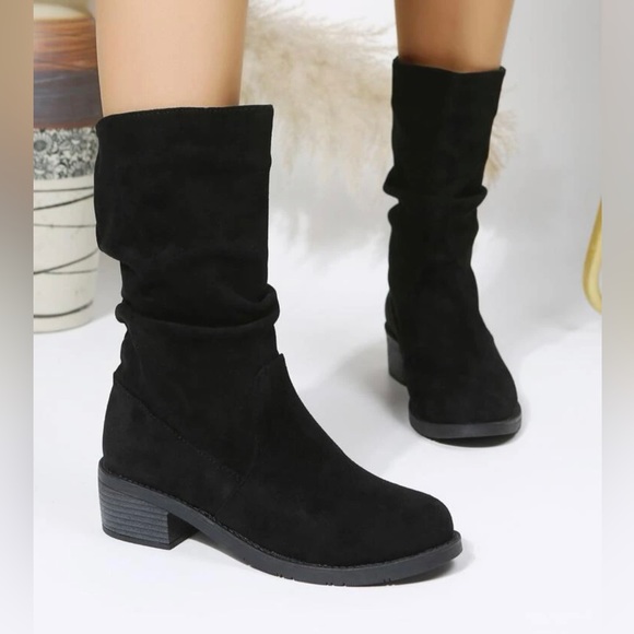 New Suedette Slip On Slouchy Boots - Picture 7 of 7